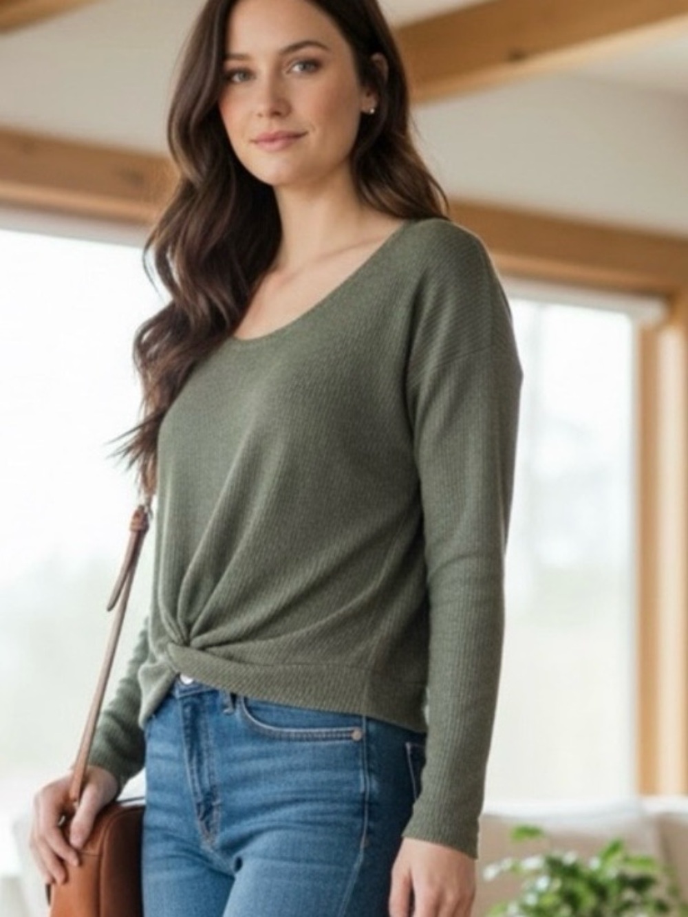 Old Navy Olive Green Knit Knit Scoop Neck Sweater bundle 4 for $20 under $9